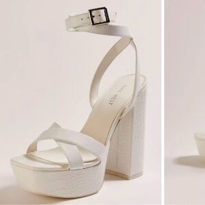 New in Box White Faux Croc Heels